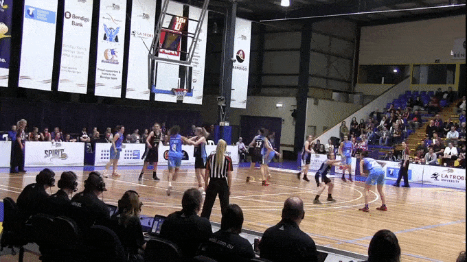 Kelsey Griffin and Nayo Raincock-Ekunwe were the team's star players. Here, Griffin throws a bullet pass inside for Raincock-Ekunwe.
