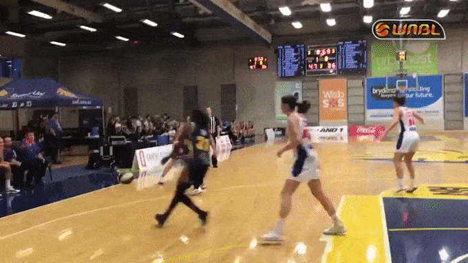 Asia Taylor had a quick first step that made her a handful; here she blows past Adelaide's Coleen Planeta.