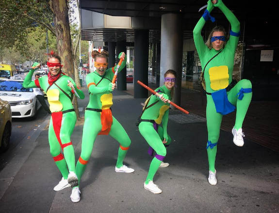 Silly squad: Dandenong Rangers celebrate Turtle Power on Mad Monday. Photo: Instagram, @sarablicavs