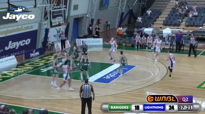 Tayla Roberts and Anneli Maley combine for WNBL club side Adelaide Lightning.