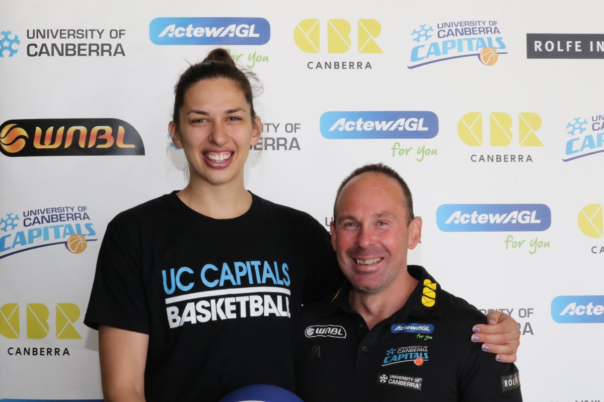 Tolo reunites with coach Paul Goriss. "I’m happy to play for him again," she says. "He’ll do everything to put the best team forward." Photo: University of Canberra.